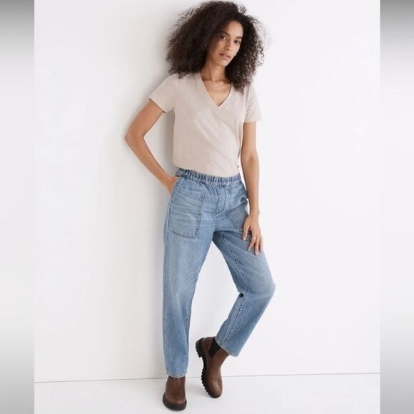 Madewell Pull-On Relaxed Jeans joggers in Beswick Wash XL - Picture 1 of 11